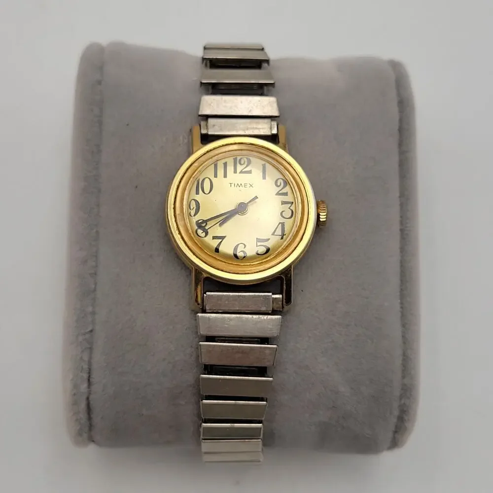 1977 Timex Gold Two Tone Wind-up Analog Women's Watch For Repair Or Parts Only